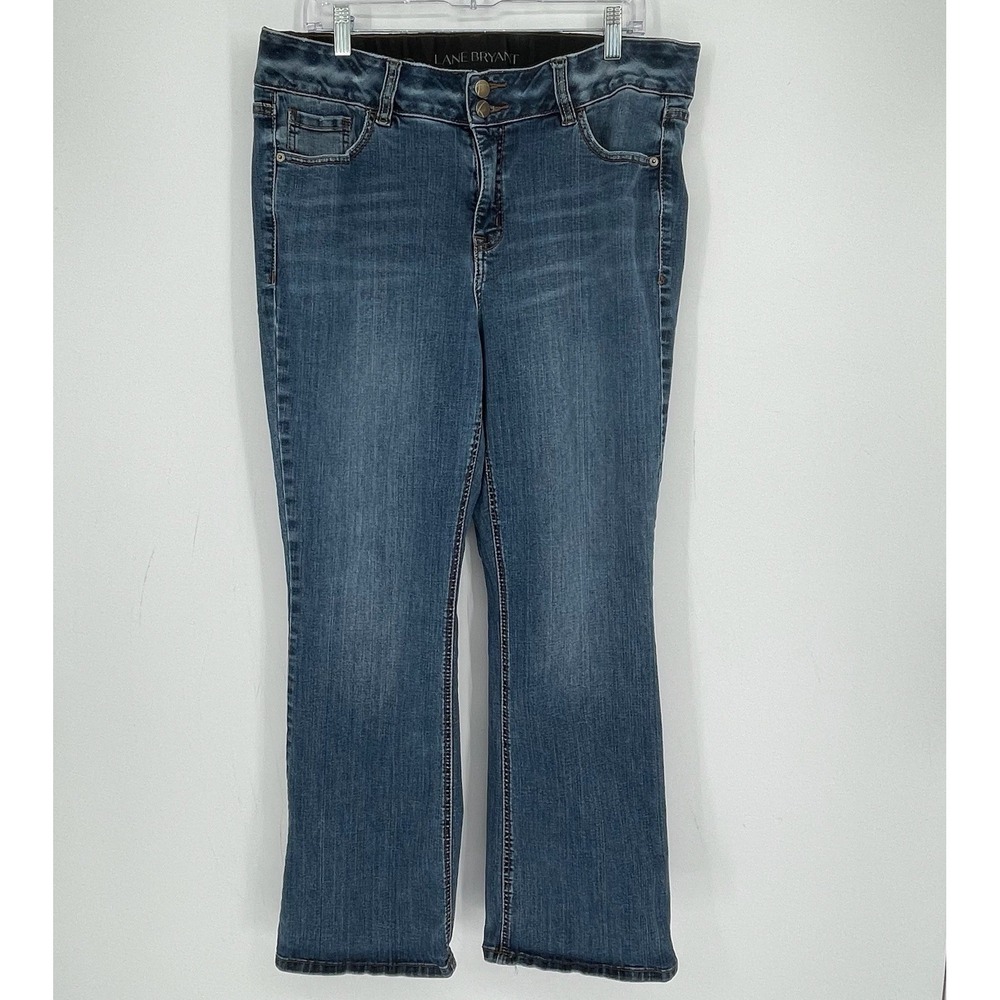 Lane Bryant Women's Blue High Rise Tighter Tummy Bootcut Jeans Size 16S Short